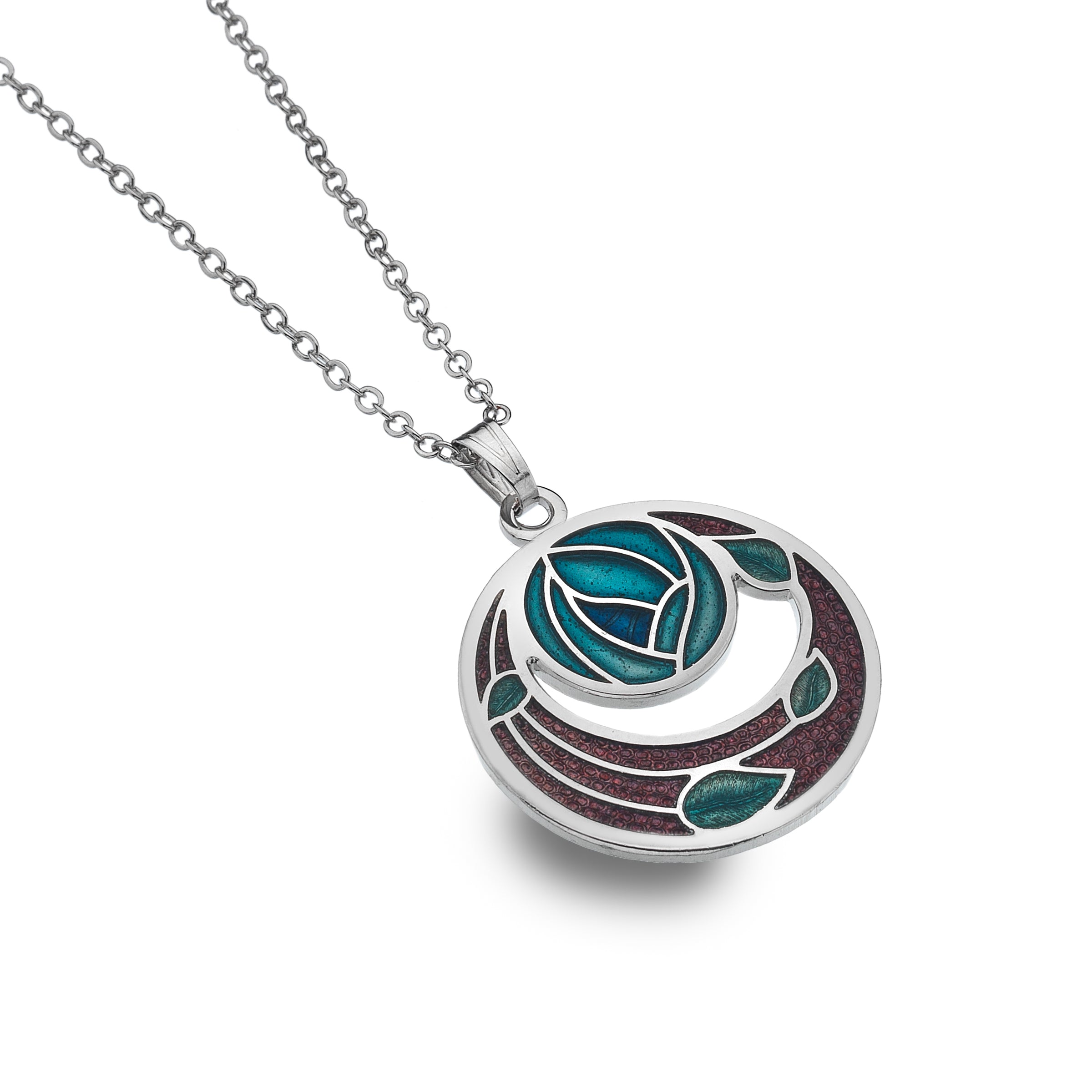 Mauve & Turquoise Mackintosh rose garden necklace